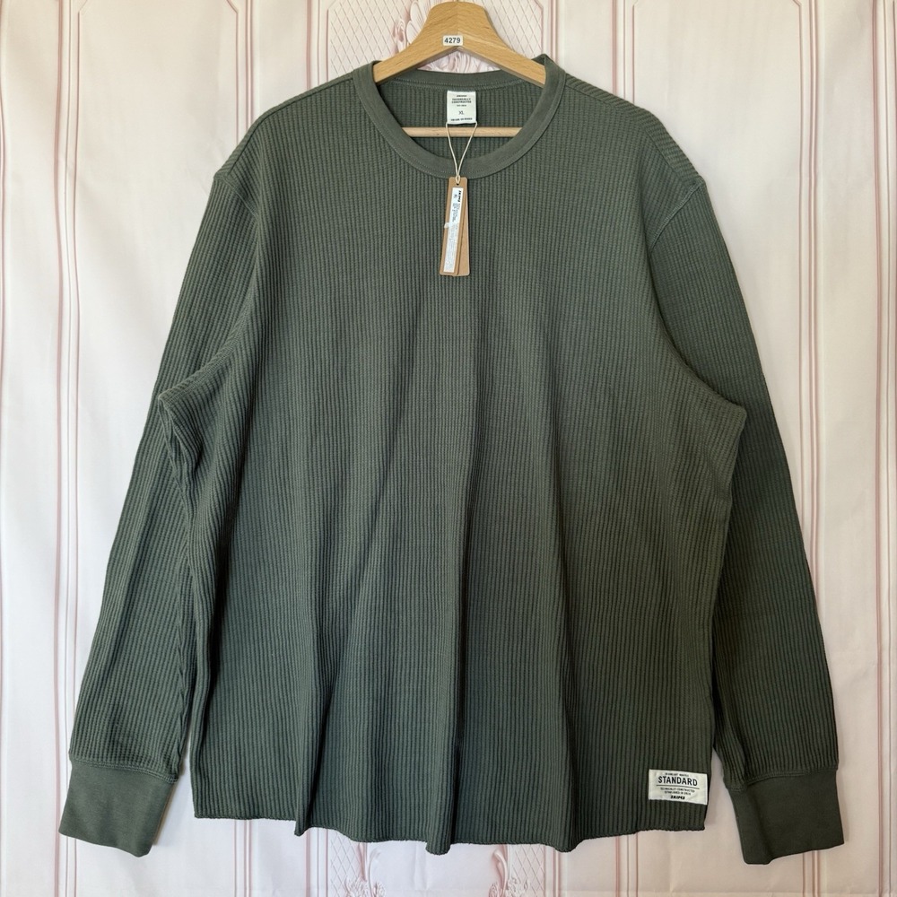Skims Waffle Long Sleeve Top Military Green Men's Sz XL NWT